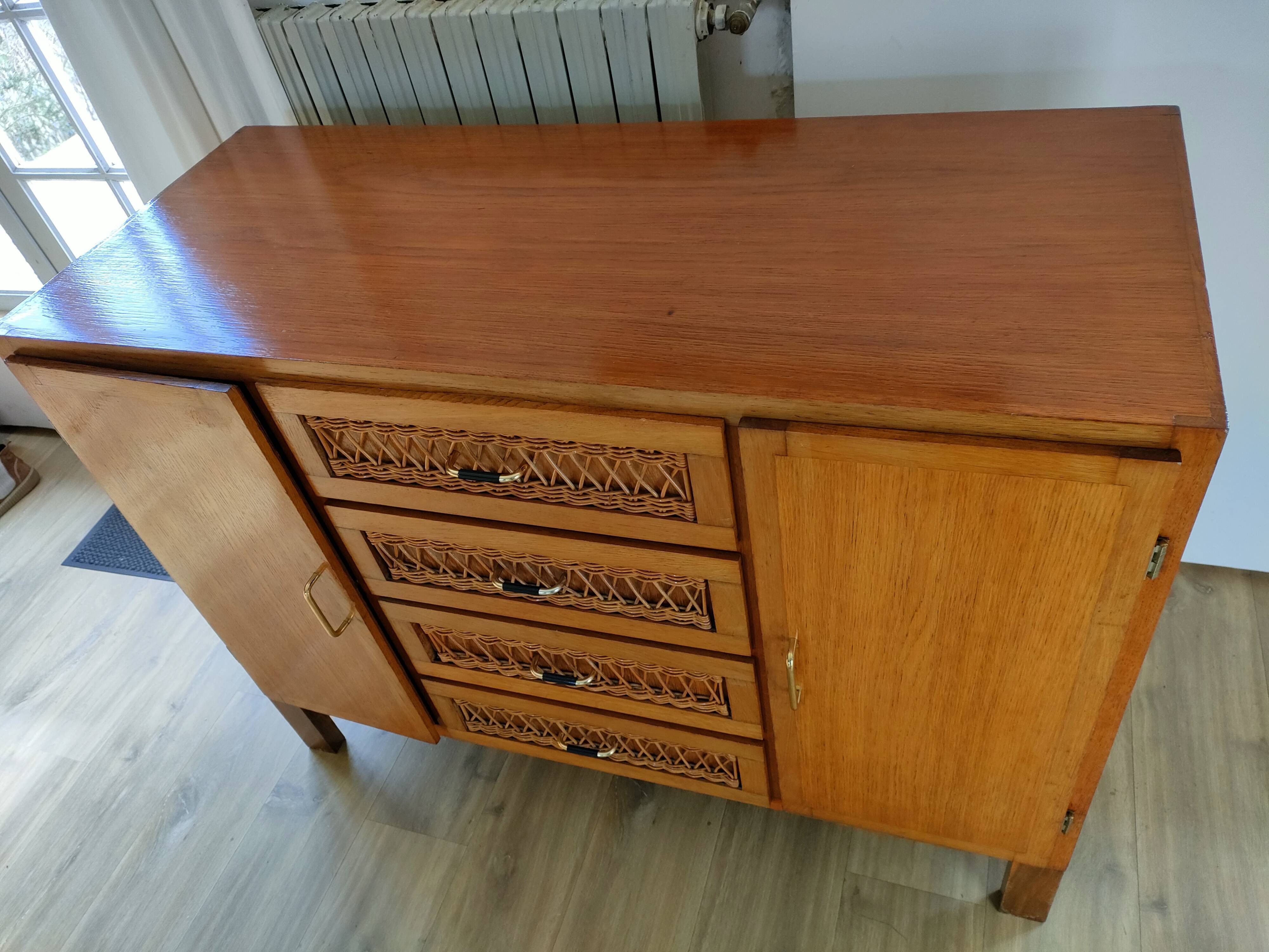 Rattan drawer sideboard