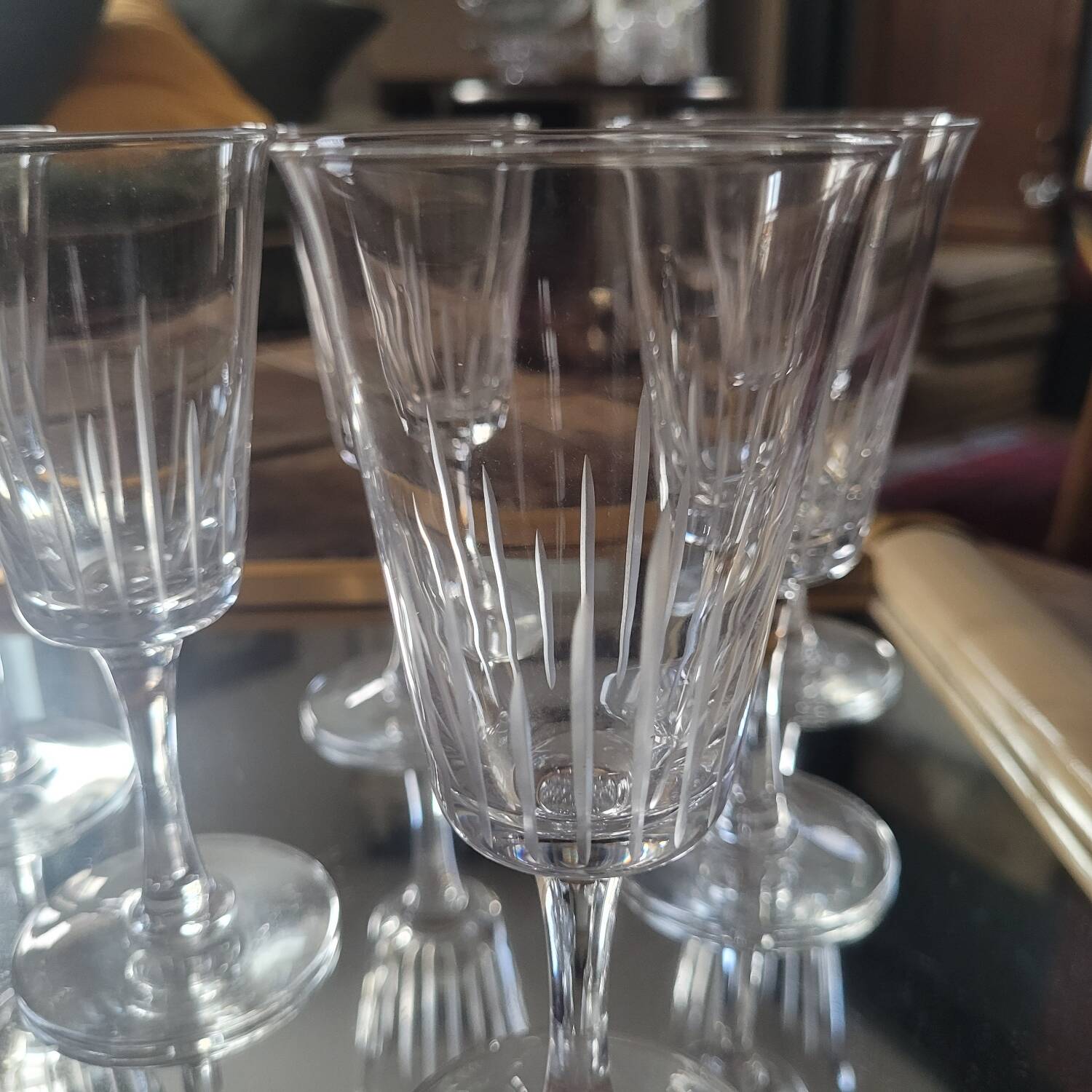 Cut glass wine glasses – Set of 6 – 1960s