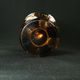 Bohemian cut crystal vase with Art Deco ruby red amber floral decoration