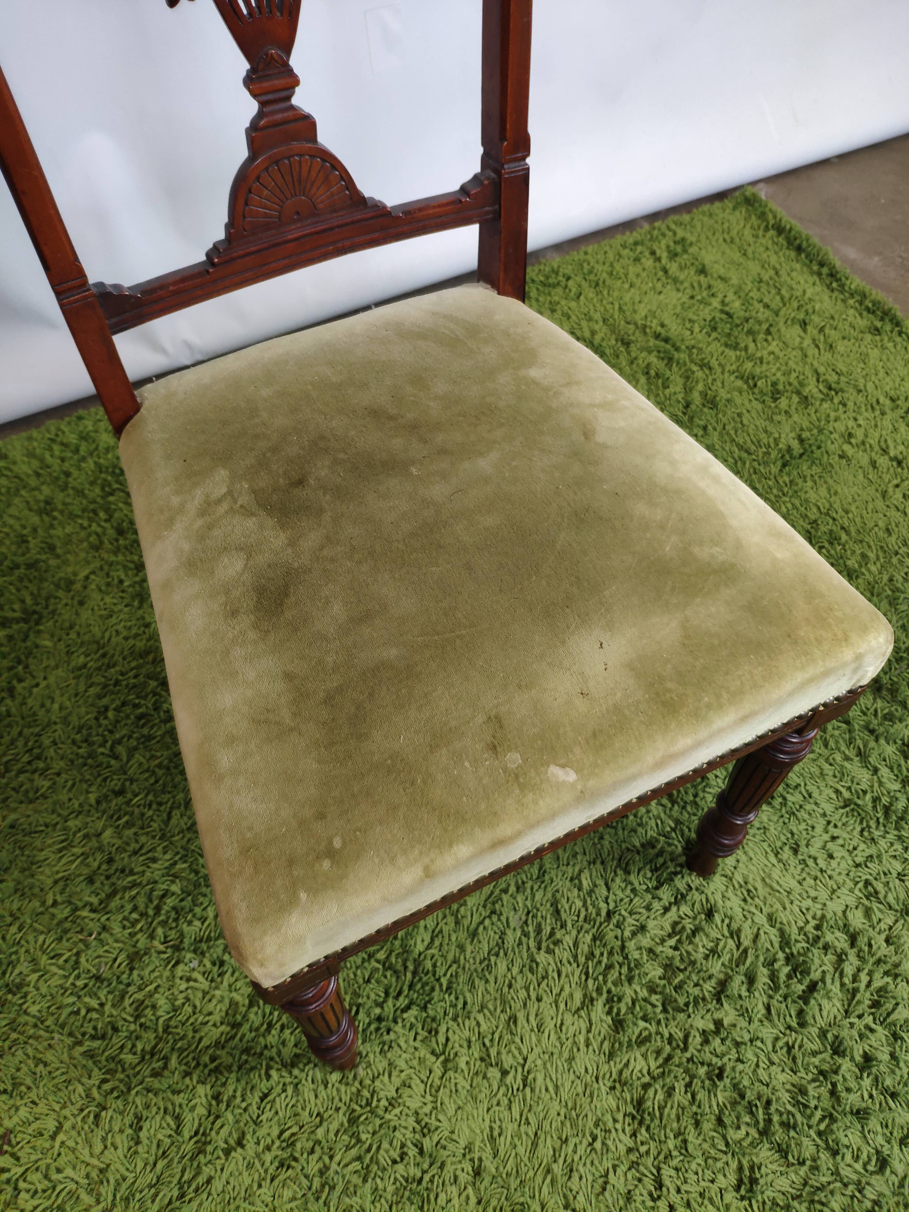 Set de 3 chaises anglaises velours vert