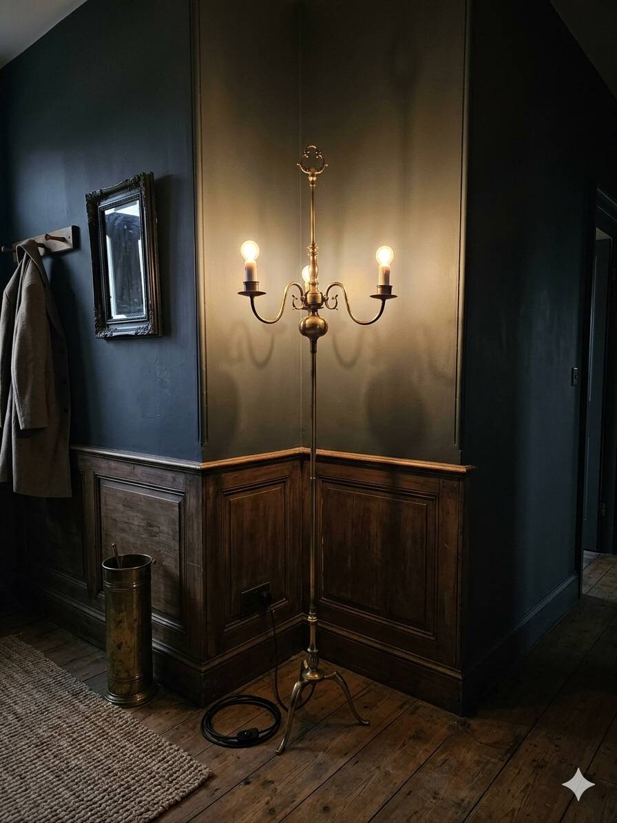 Vintage tripod floor lamp in brass from the 70s/80s.