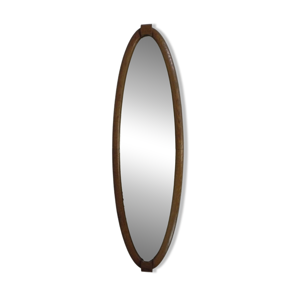 Miroir ovale doré avec bord facetté, années 1950