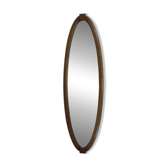 Oval gold mirror with faceted edge, 1950s