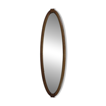 Oval gold mirror with faceted edge, 1950s