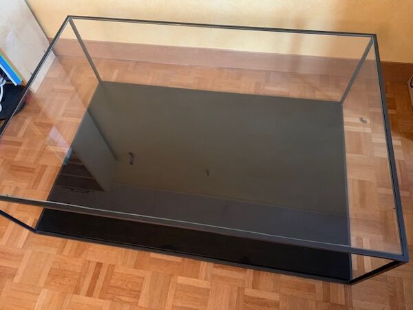 Table basse first Time bois noir et verre double plateau