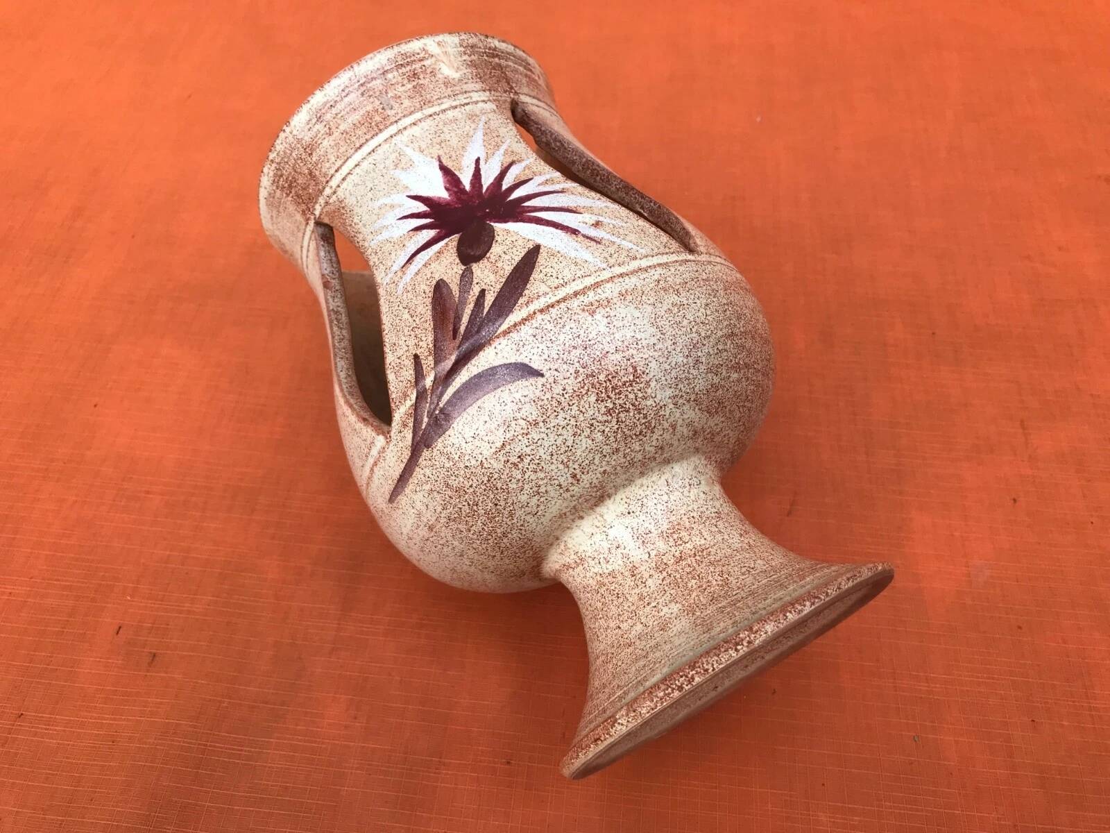 1970s Candle holder / Lantern on a ceramic pedestal with thistle decoration