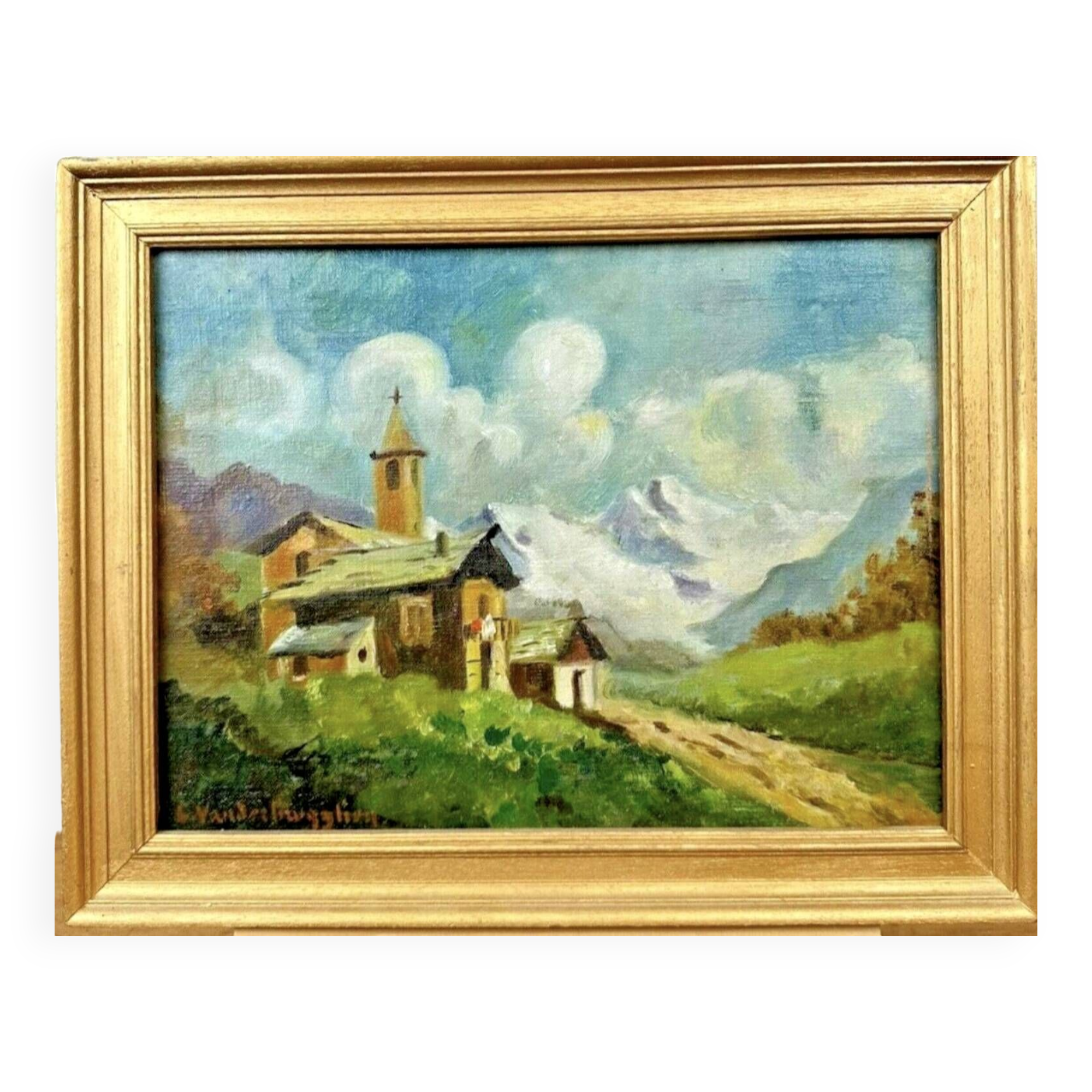 Oil painting on canvas mountain landscape