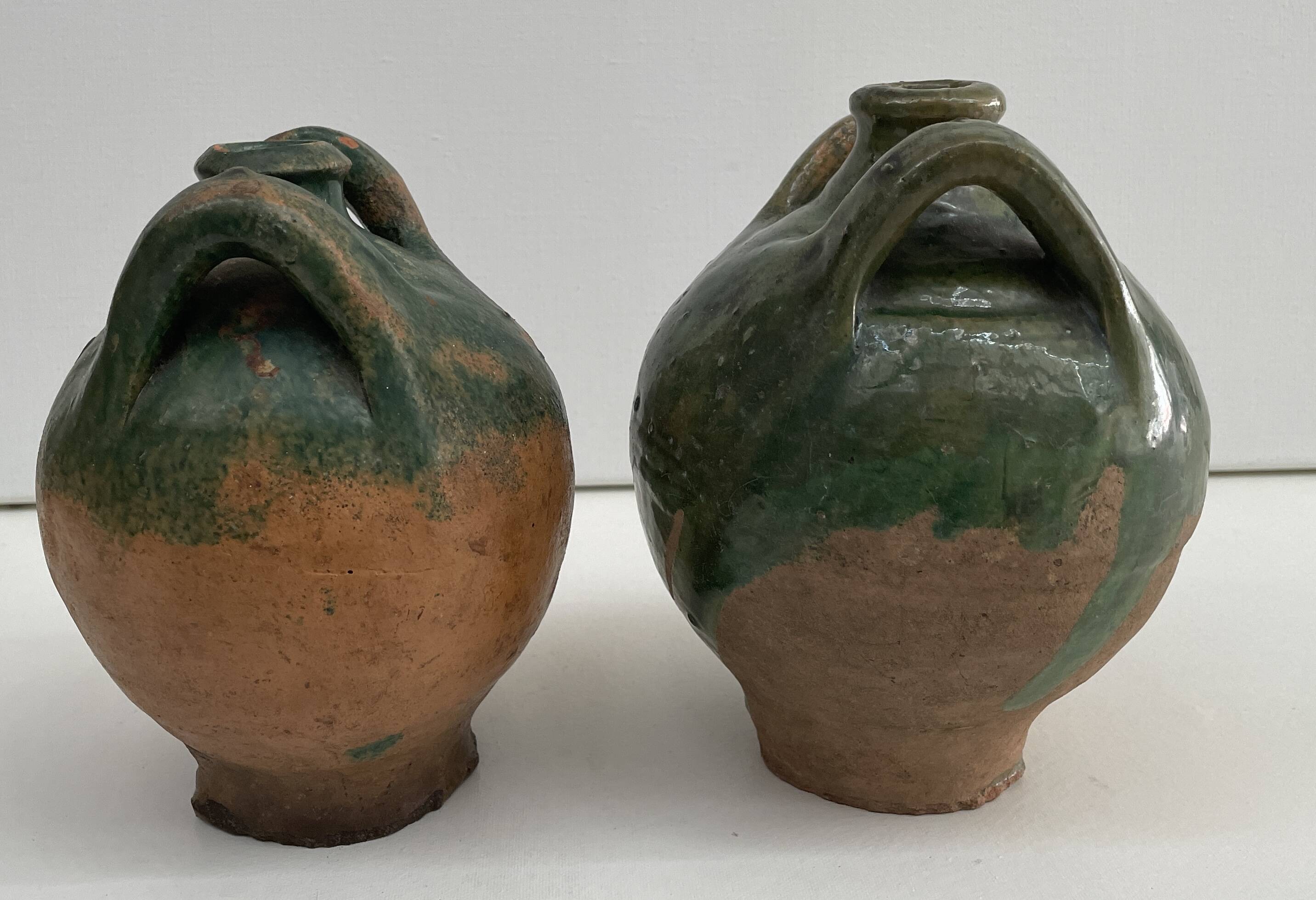 Set of 2 brissard carboys, varnished earth from the eure valley