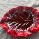 Leaf-shaped fruit cup, slip, enamelled ceramic stamped Vallauris, vintage 196