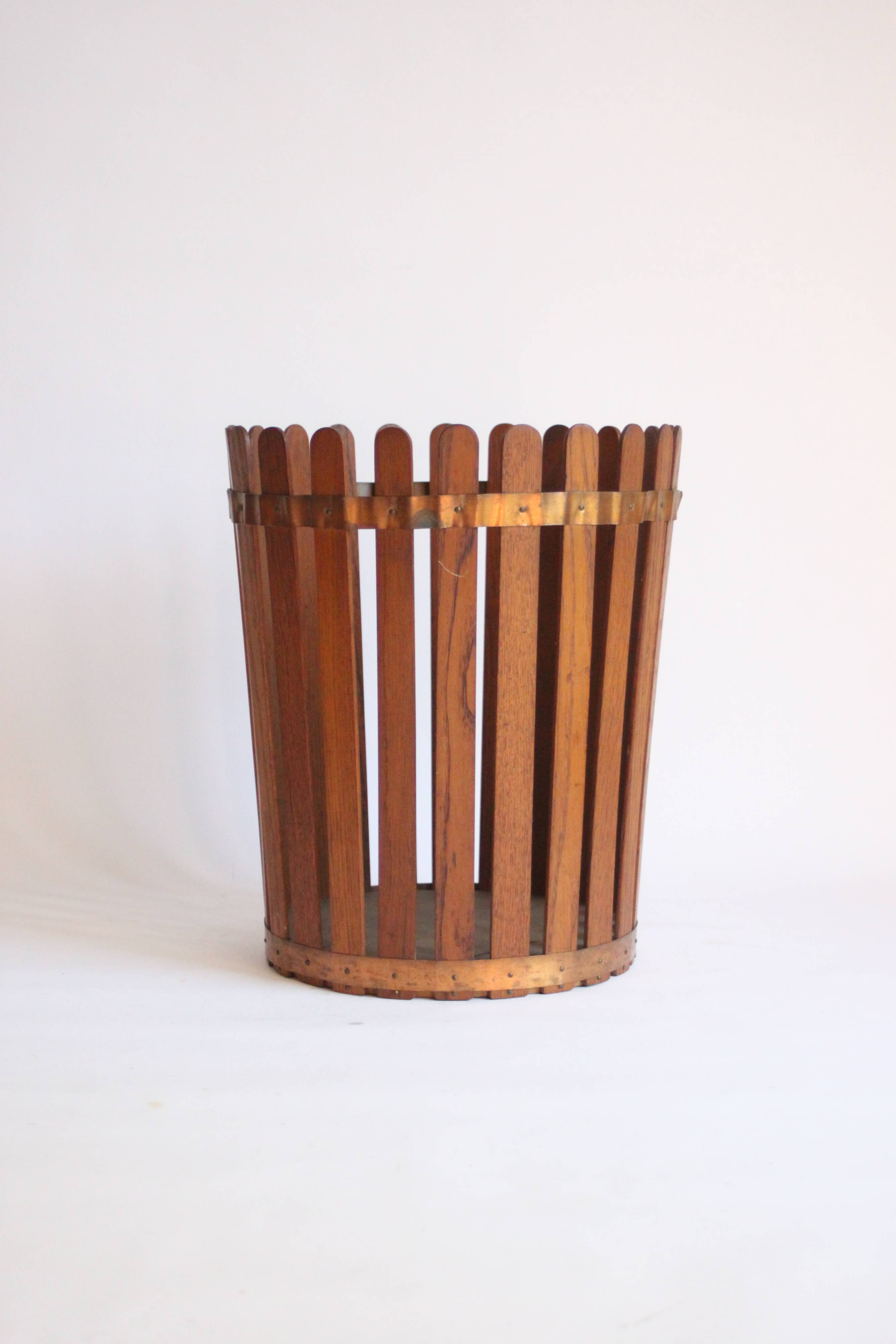 Mid century modern wooden paper bin, 1950s