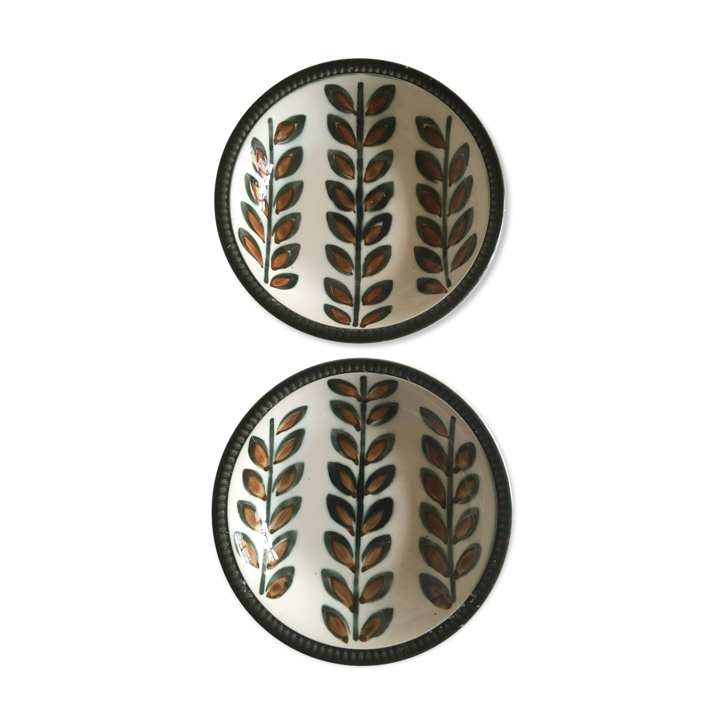 Pair of hollow plates cap 1960 Boch La Louvière Rambouillet