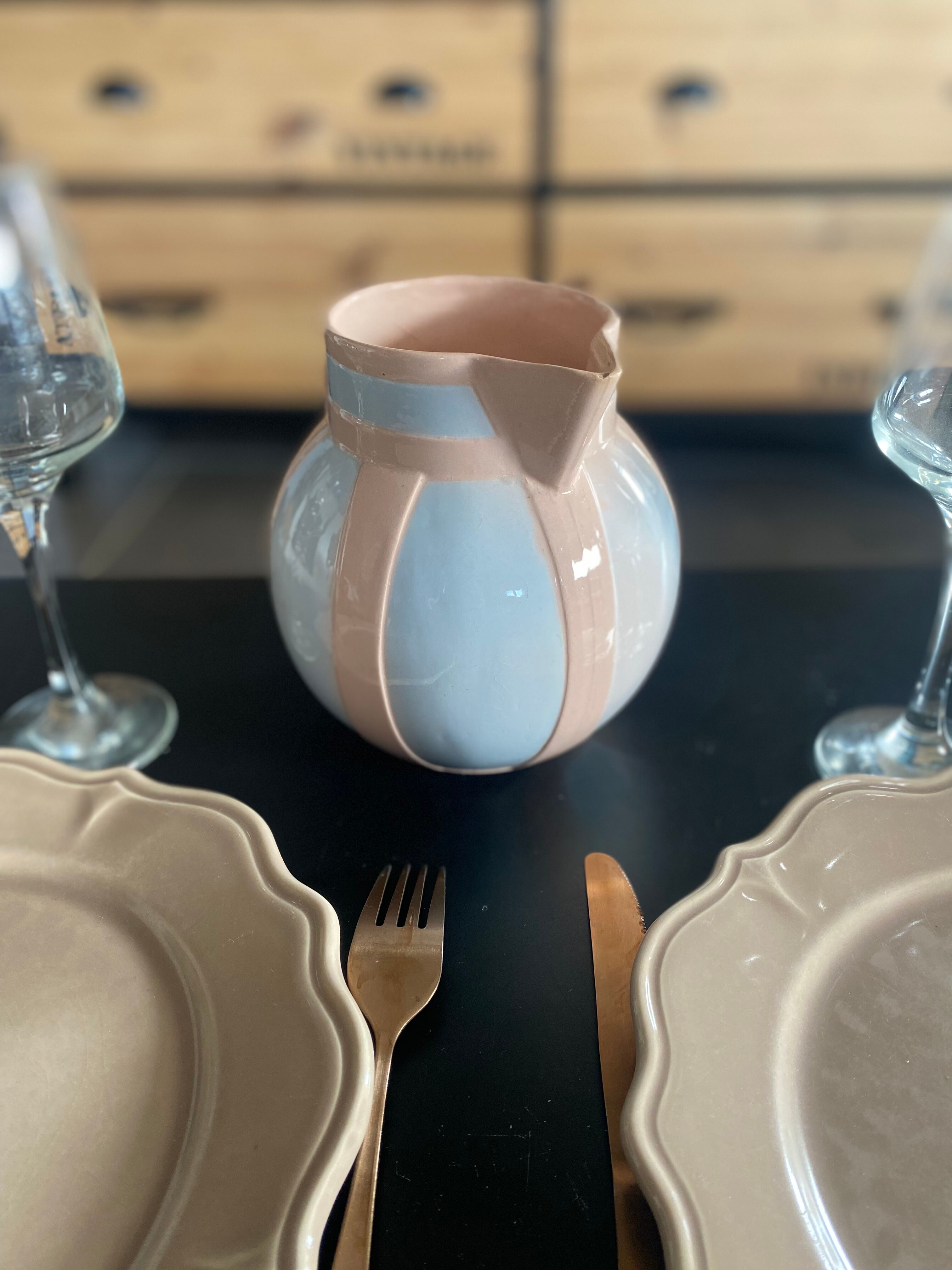 Carafe digoin and vintage sarreguemines