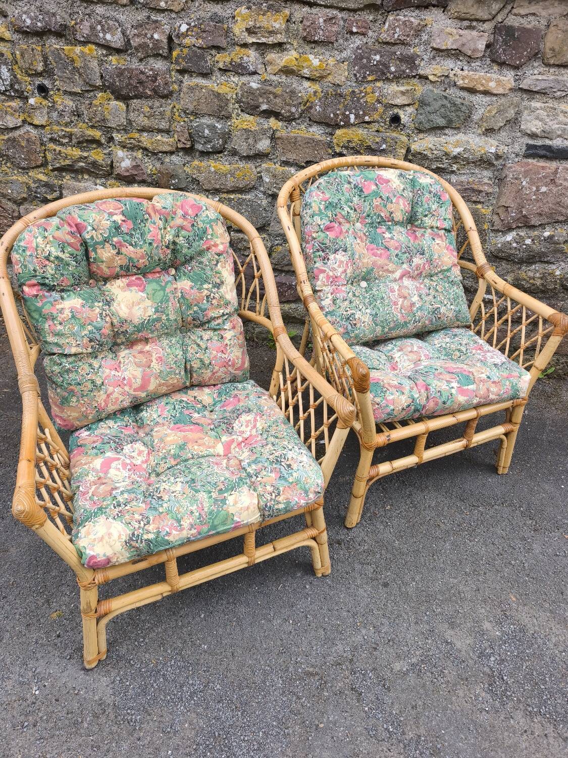 Pair of vintage rattan armchairs