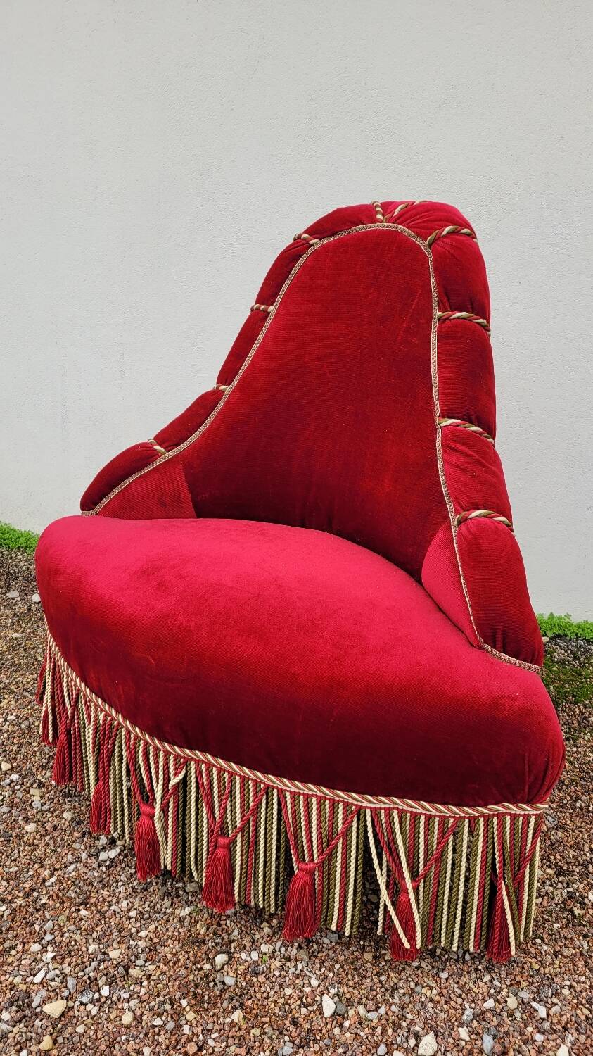 Velvet corner toad armchair, Napoleon III period