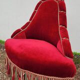 Fauteuil crapaud d'angle en velour époque Napoléon iii