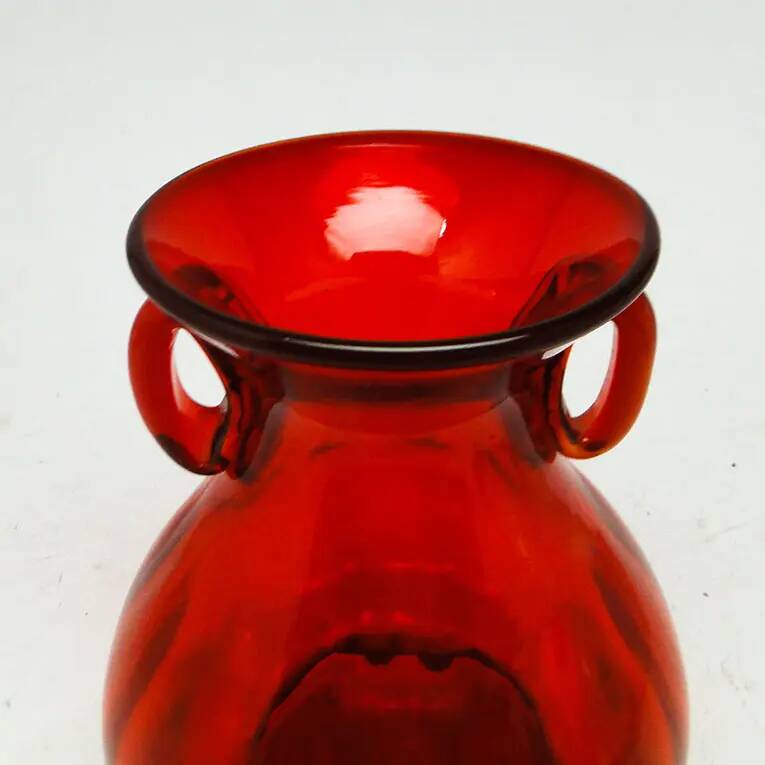 Mid-century modern vase, red glass, designed by J. Słuczan-Orkusz, Poland, 1970s