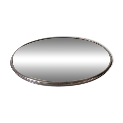 Plateau miroir ancien oval cadre en métal