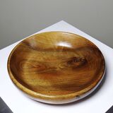 Teak or acacia wood bowl, vintage craftsmanship from the 70s-2000s