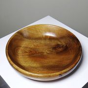 Teak or acacia wood bowl, vintage craftsmanship from the 70s-2000s