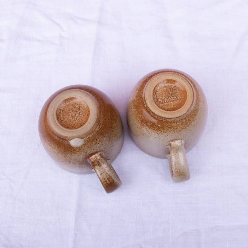 2 cups and their saucer, stoneware from France