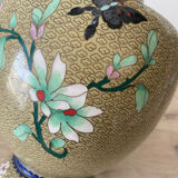 Chinese cloisonné vase decorated with flowers and butterflies.