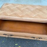 Louis XV Bibus commode, restored in raw solid wood and marquetry, 110cm