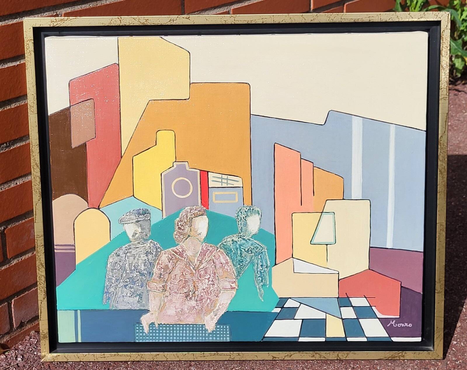 20th Century Vintage Abstract Oil on Canvas Signed Painting