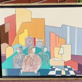 20th Century Vintage Abstract Oil on Canvas Signed Painting