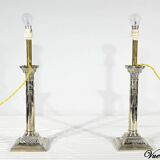 Paire de Flambeaux Électrifiés en Métal Argenté – Milieu XIXe