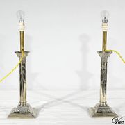 Paire de Flambeaux Électrifiés en Métal Argenté – Milieu XIXe