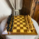 Chess set with wooden board and pieces