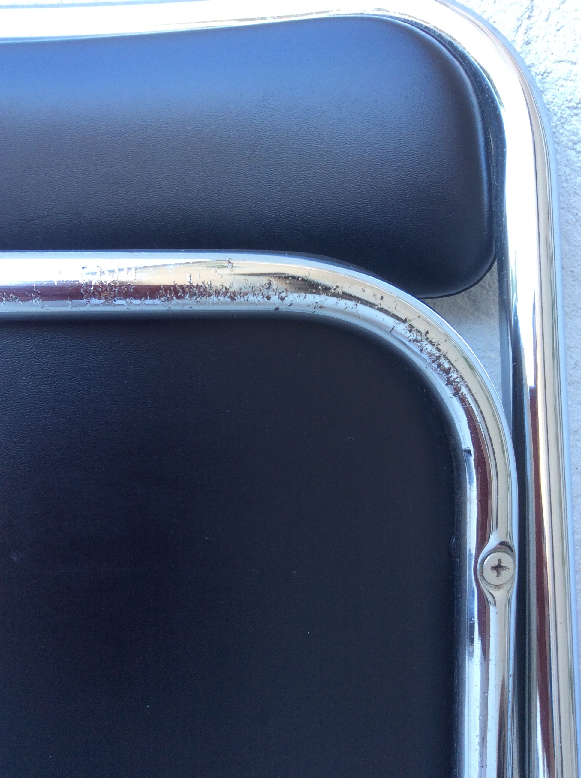 Chaise pliante chrome et skaï, vintage 70