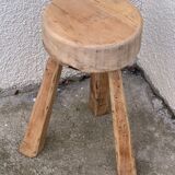 Solid elm tripod stool 1960