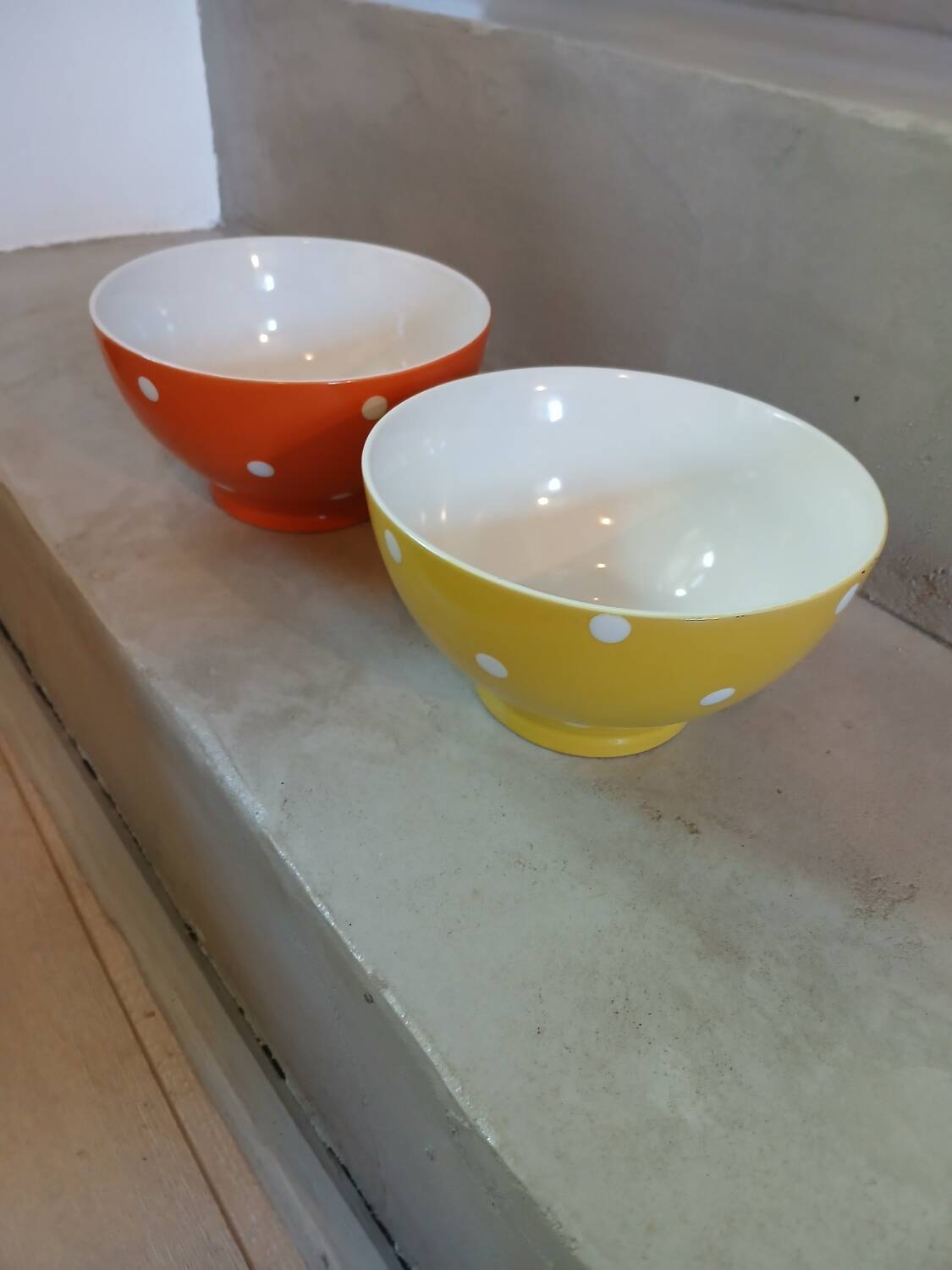 2 large polka dot bowls