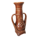 Vintage Amphora Vase: Large Brown Glazed Pottery with Grape Motif