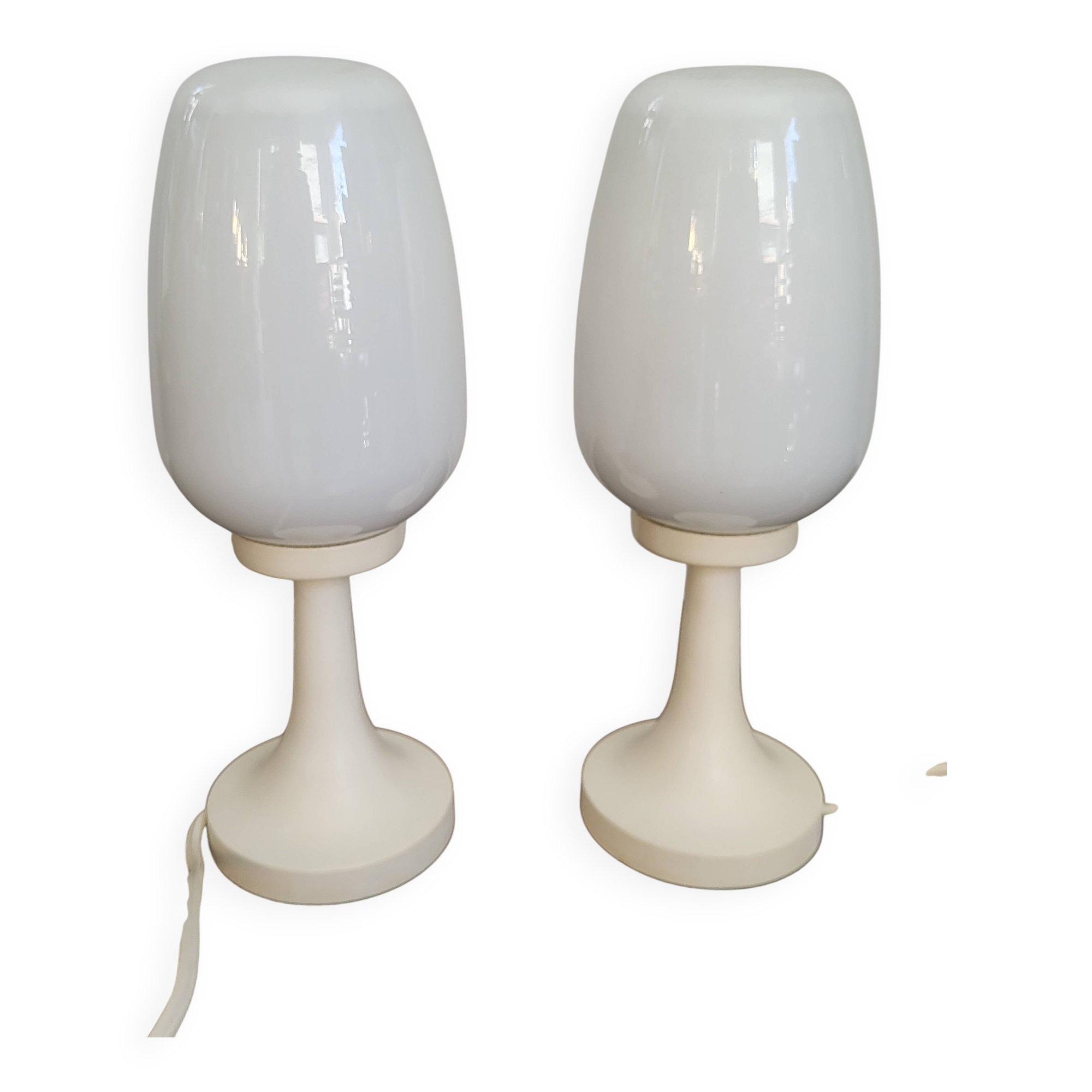 Lampes de table Space Age blanches, années 1960