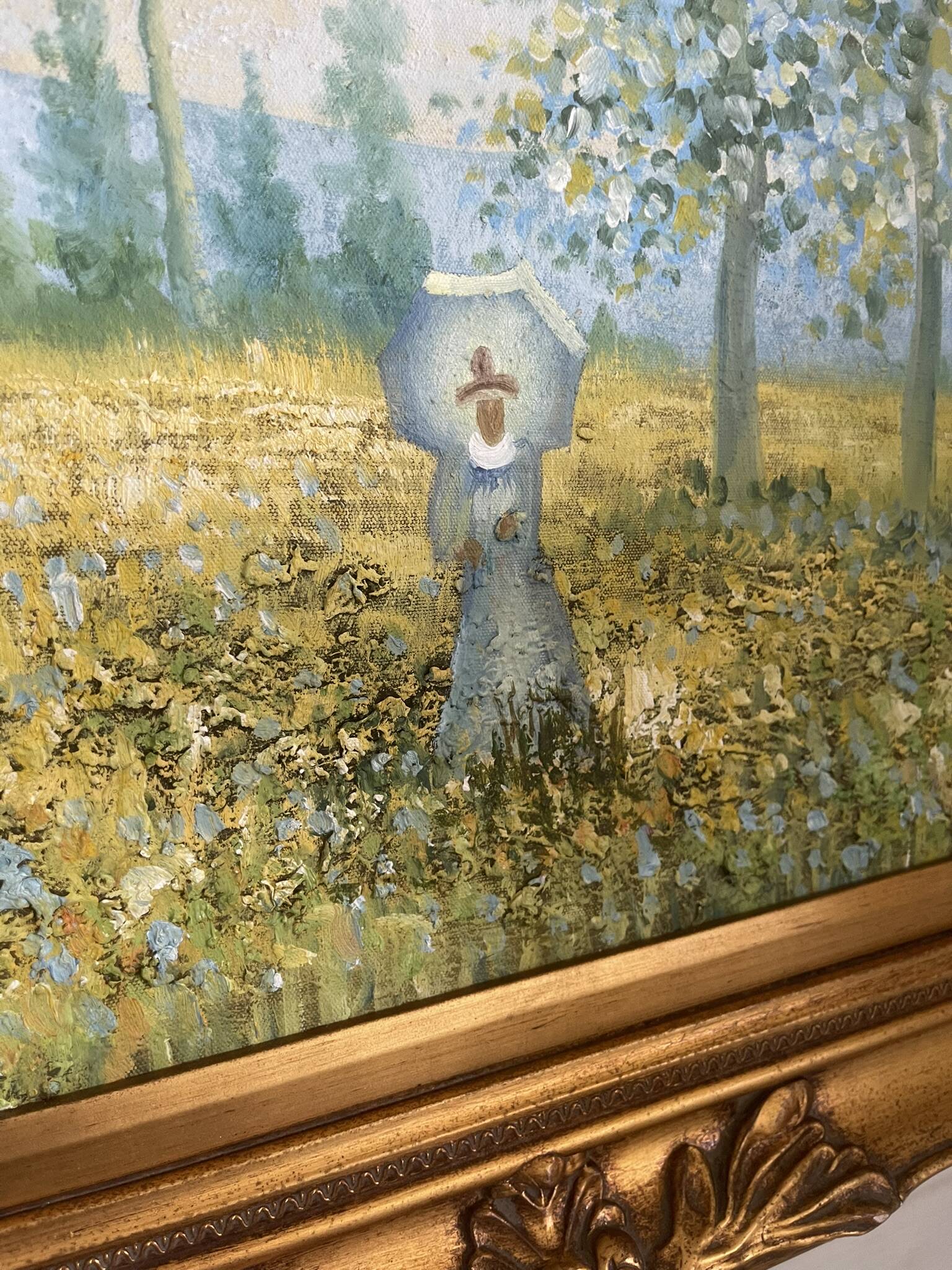 Old oil painting canvas reproduction fields in spring monet 80x70 s