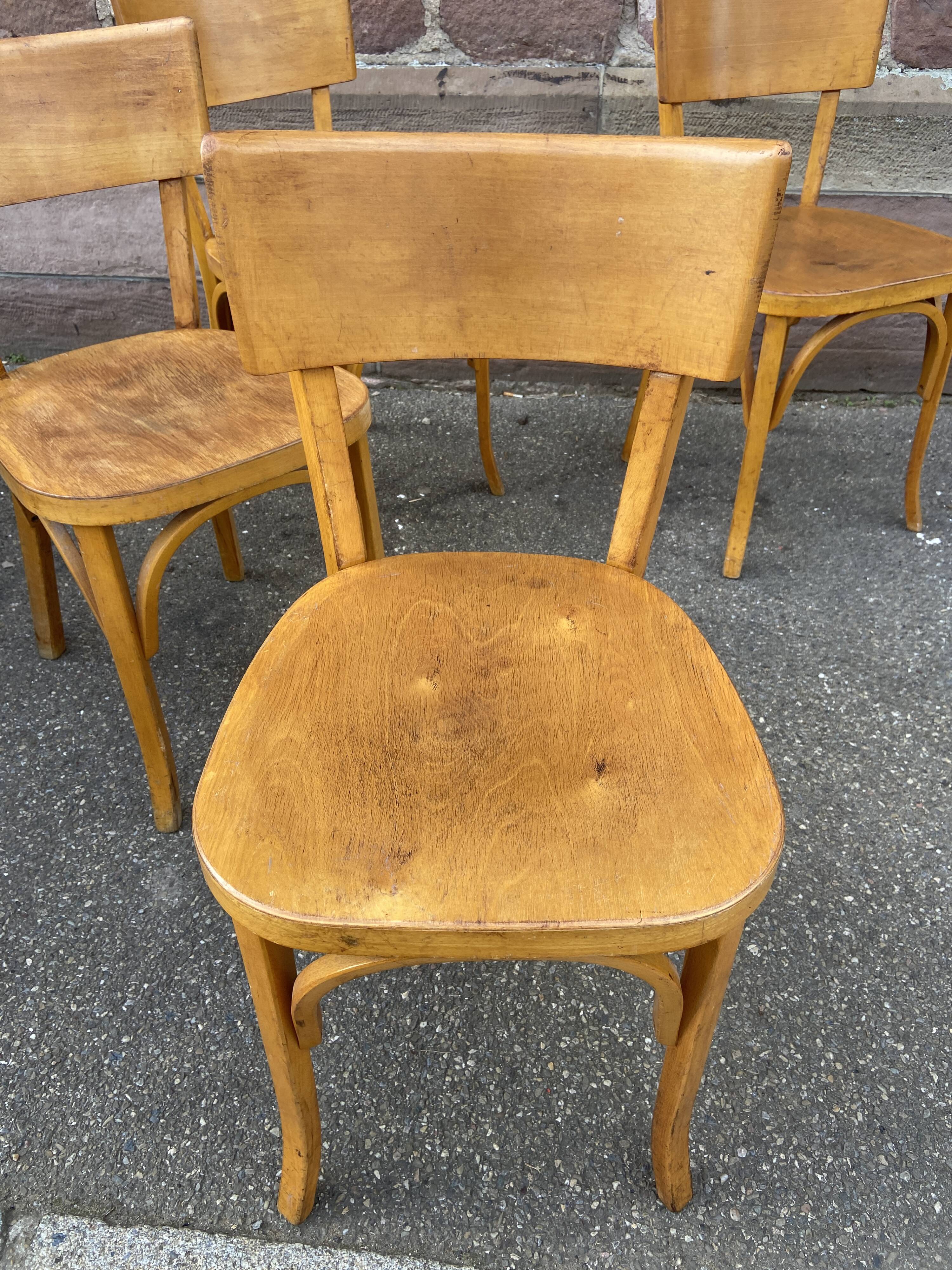 4 chairs bistro café baumann bentwood from the 1950s