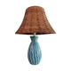 Blue ceramic lamp and rattan