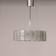 "Doria Leuchten Ice Glass Hanging Lamp with Relief Glass Cylinders, 1960s"