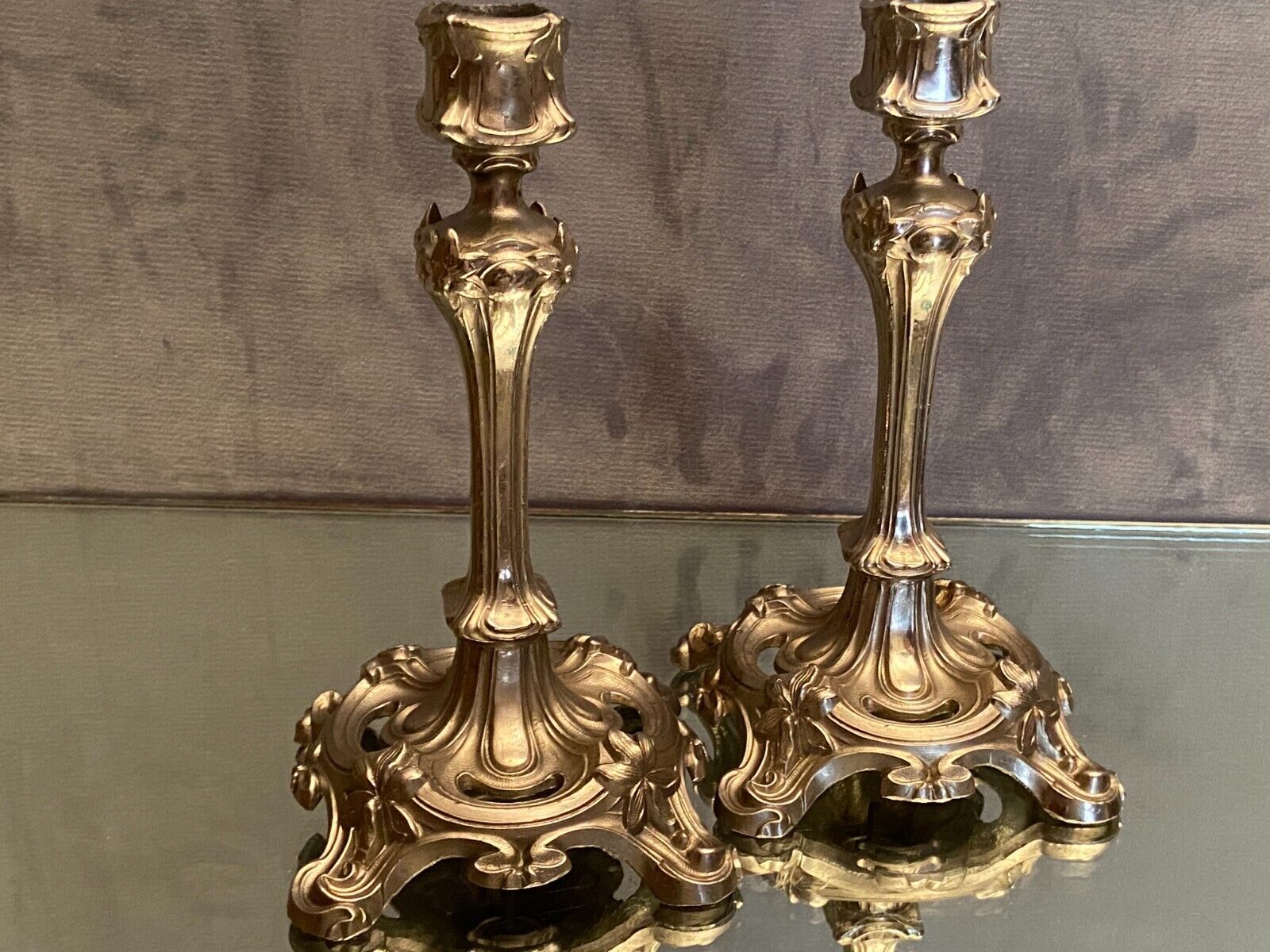 Pair of candlesticks in silver regulation art nouveau early twentieth century