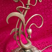 Art Nouveau bronze lamp with very beautiful opaline, Lucien Gau, 54x25