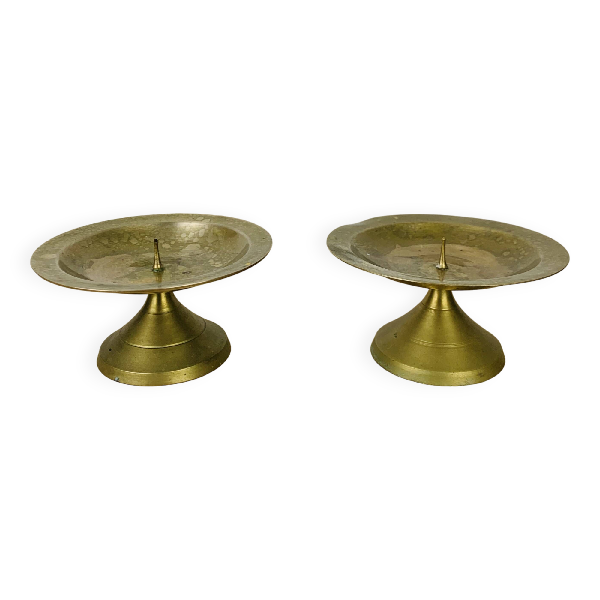 Pair of gilded brass candlesticks