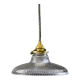 Suspension holophane en verre translucide livrée avec douille laiton et câble neuf