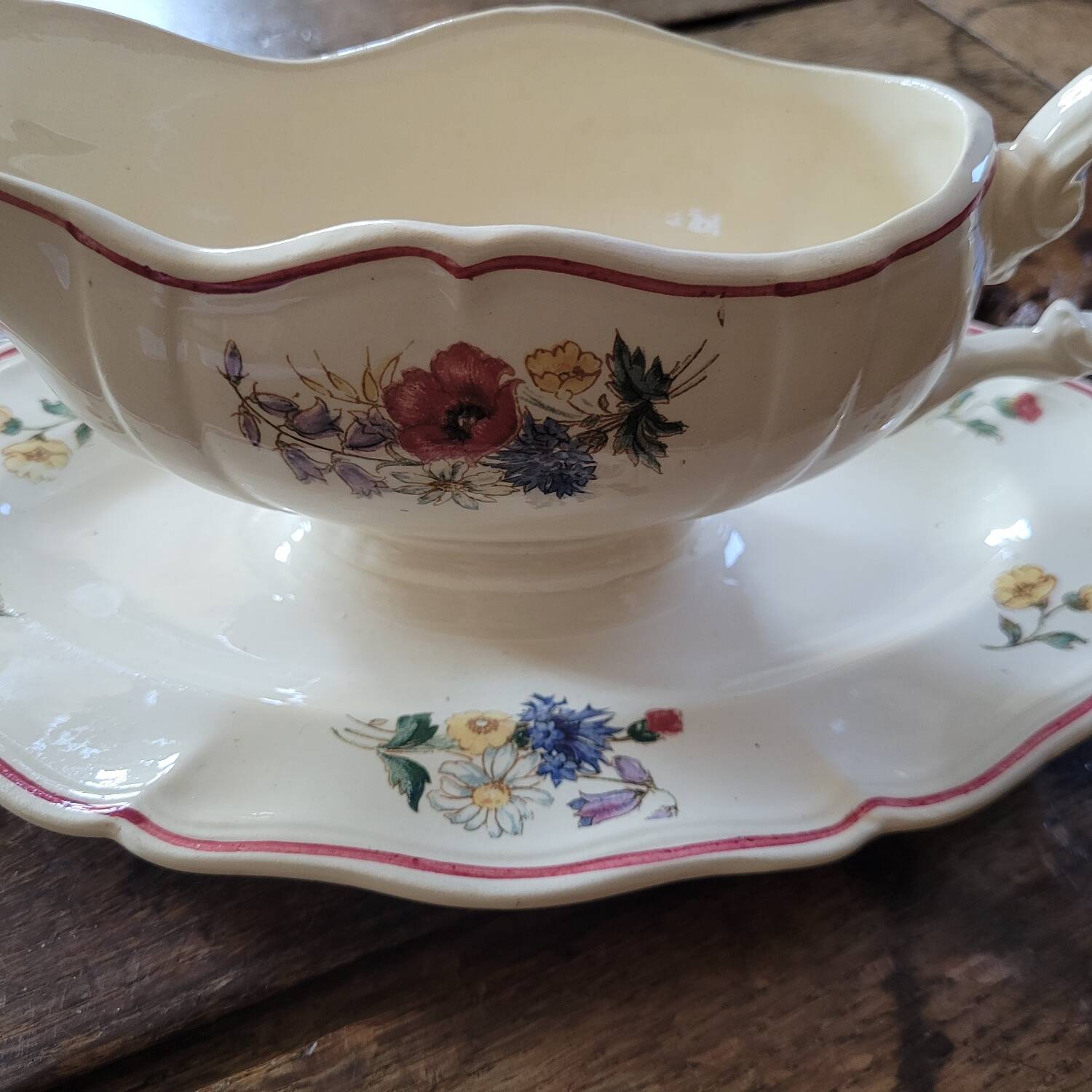 Rustic Sauce Boat Digoin Sarreguemines 1930