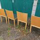 6 old wooden chairs skaï imitation leather punt mobles vintage
