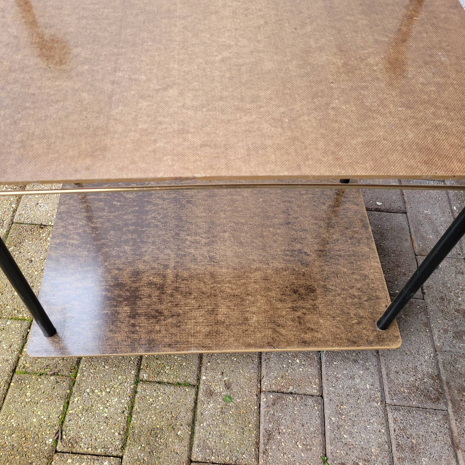 Rolling dessert trolley in formica – black tubular structure, 1960s.