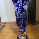 Monumental vase in Bohemian crystal – Cobalt blue – Hand-cut – 53