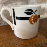 Cup and saucer in Iron Earth Badonviller apricot décor
