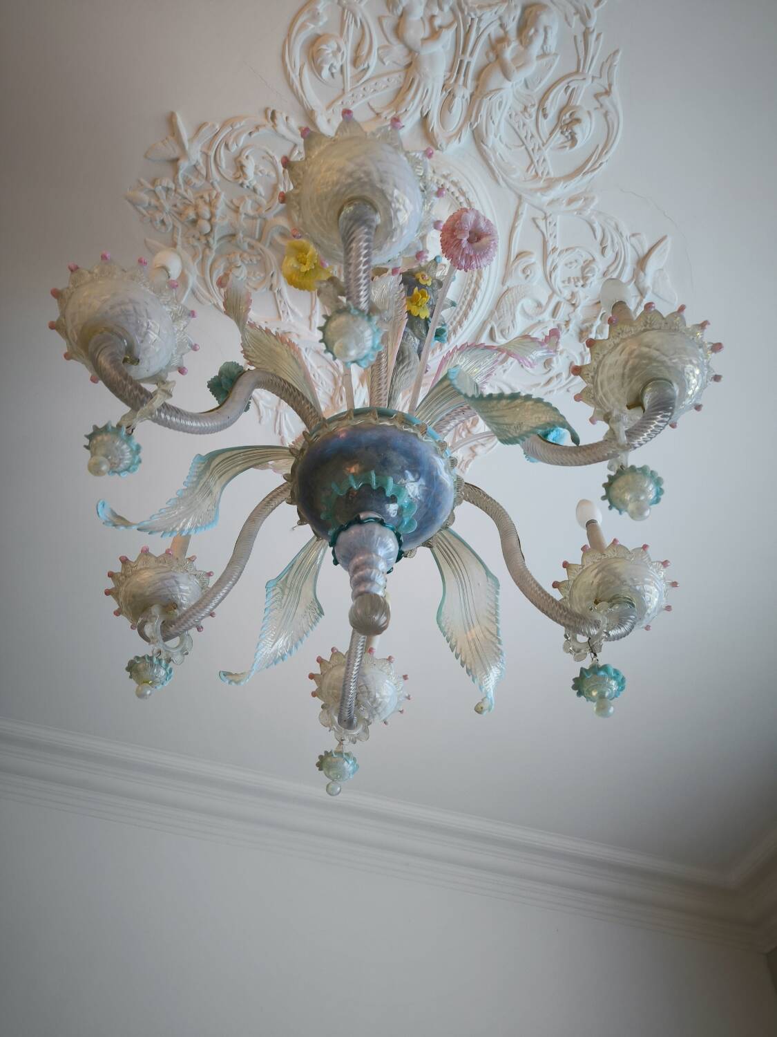 Multicolored Murano glass chandelier circa 1900